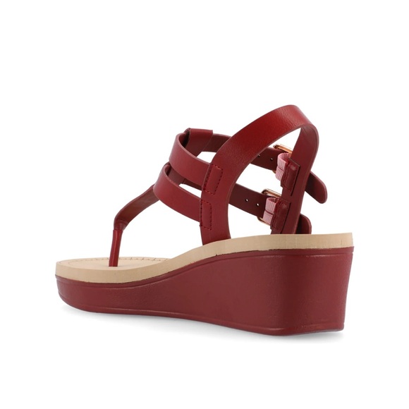 Journee collection Bianca Women's Red Wedge Sandals size 7M - Picture 4 of 7